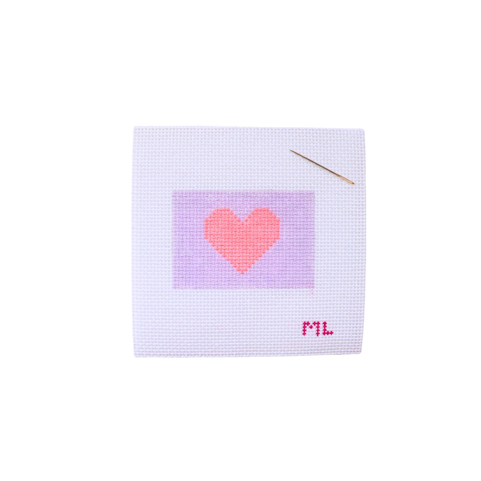 Pink Heart Needlepoint Kit: Beginner Friendly Embroidery