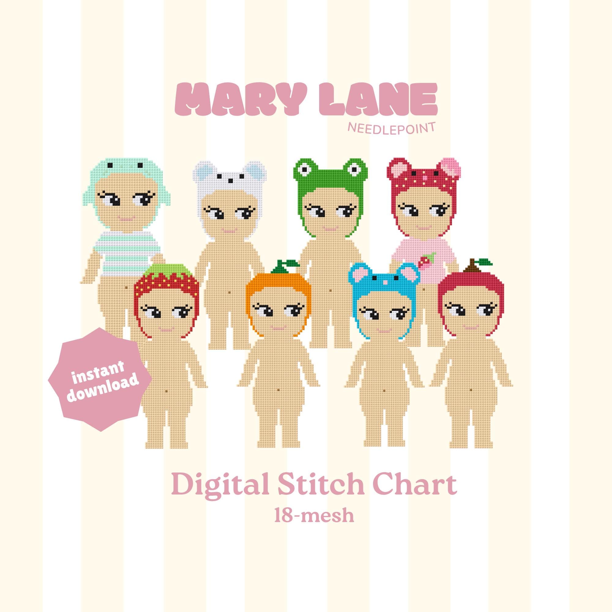 Sonny Angel Stitch Chart Bundle Digital Download | 18-mesh Needlepoint Canvas Pattern