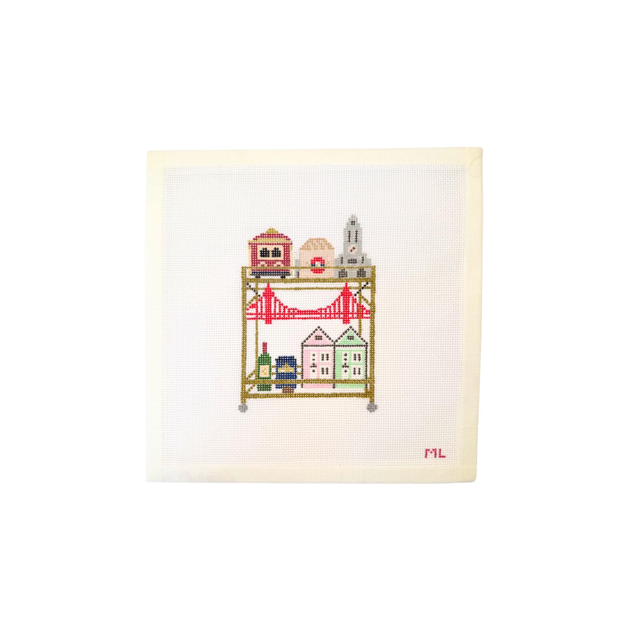 San Francisco Bar Needlepoint Canvas | Hand-Painted Needlepoint Design
